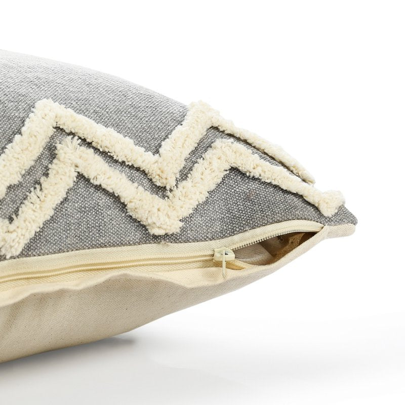 Gray Geometric Cotton Throw Pillow Cover 20x20 - Modern Home Decor