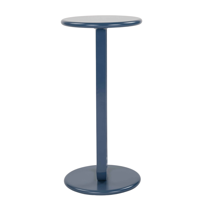 Compact Round Drink Table - Indigo Finish, 11x11 in