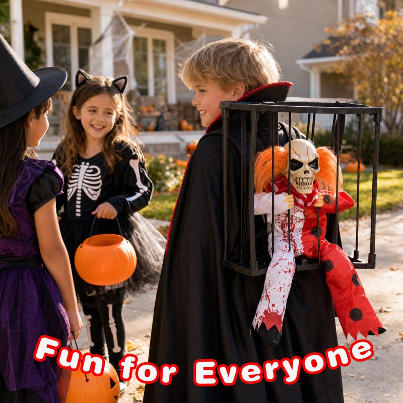 Magotan Screaming Animated Halloween Decoration - Style E, Spooky Hanging Skull with Motion Sensor