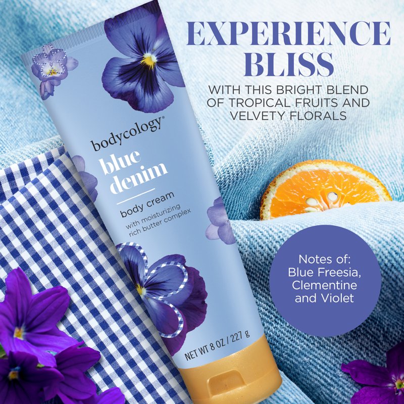 Blue Denim Shea Butter Body Cream - Ultra-Hydrating Floral & Fruity Lotion