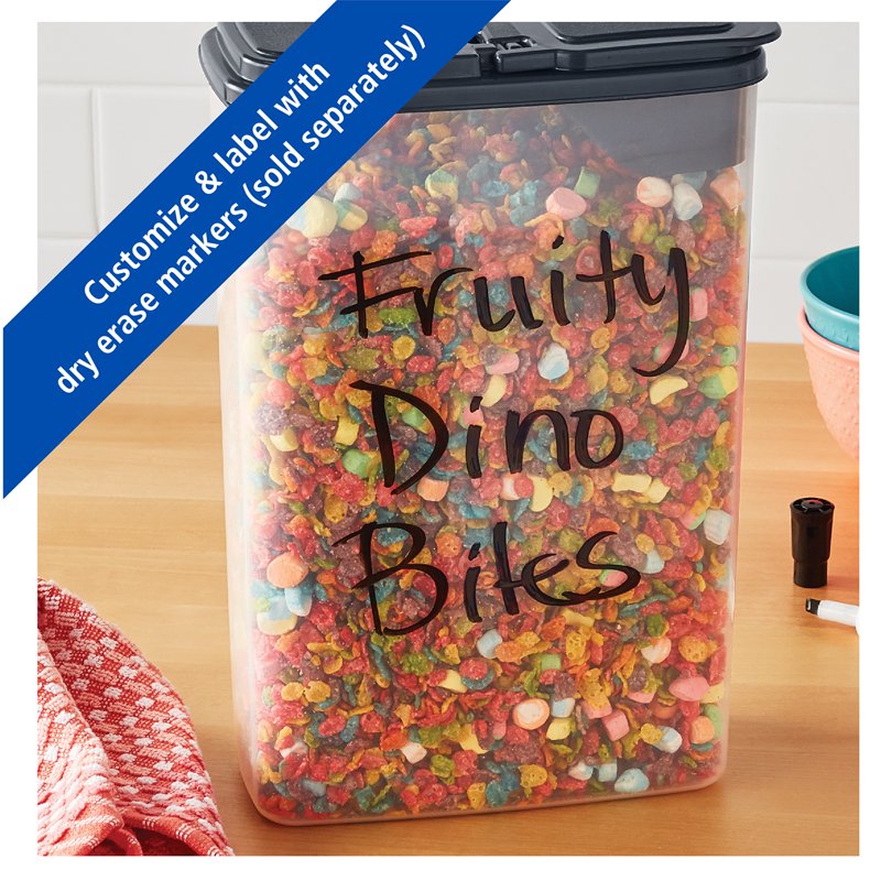 Cereal Dispenser - 2 Pack, Clear with Gray Lid, 16 Cups