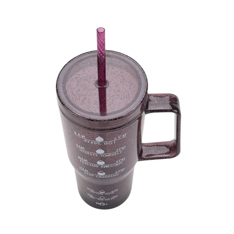 30 oz Purple Bubble Pattern Tumbler with Handle - Mainstays
