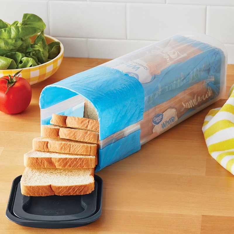 Bread Storage Keeper with Lid - Clear Plastic Container for Loaf Bread - Single