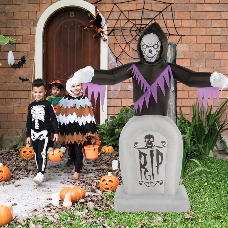 6 FT Inflatable Grim Reaper Halloween Yard Decoration with LED Lights