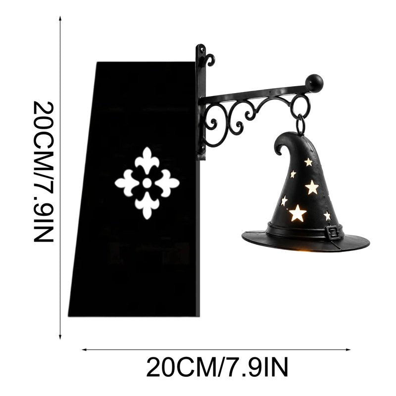 Halloween Bookshelf Lamp - Vintage Library Lantern with Hanging Witch Hat AA5