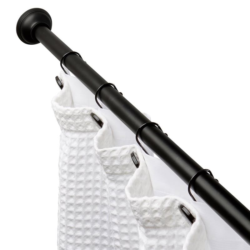Adjustable Tension Shower Curtain Rod - Rustproof Aluminum, Matte Black, 43-72 Inches