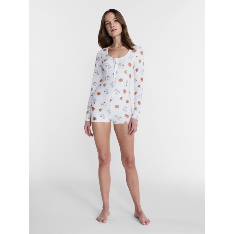 Peanuts Snoopy X-Ray Women's Sleep Romper Pumpkin Variation 2X