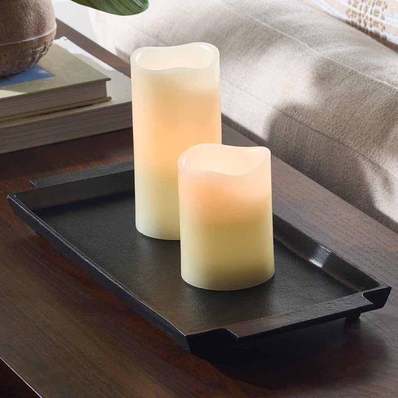 Cast Iron Finish Tray - Rustic Black Decorative Tray (2 Pack)