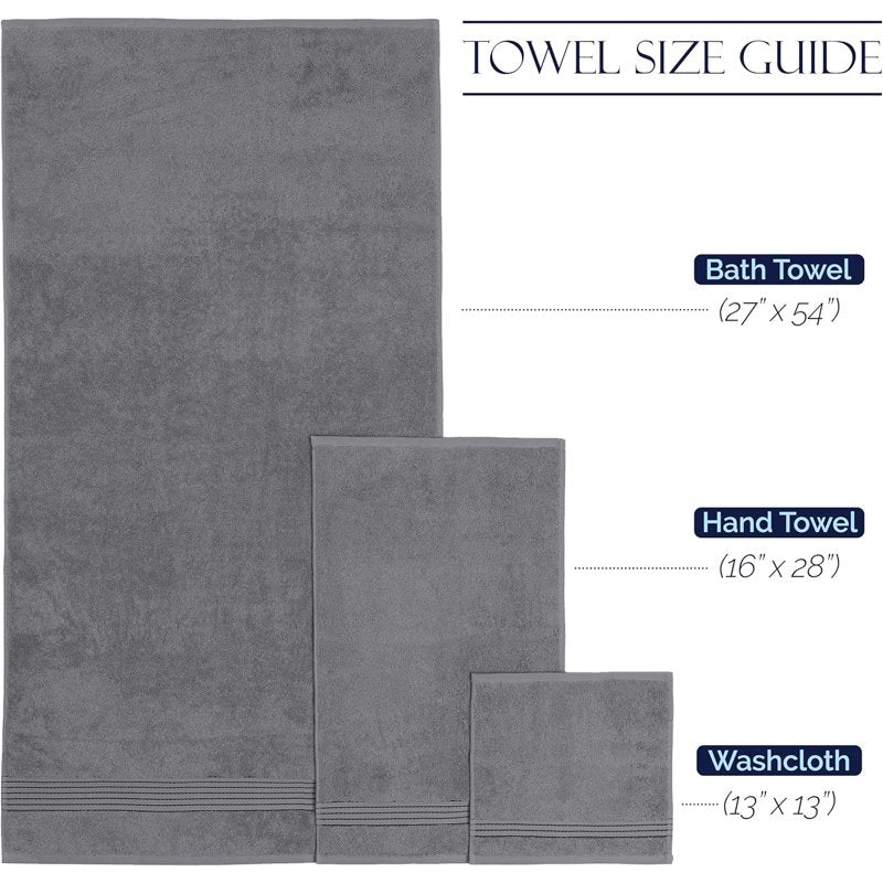 Grey Turkish Cotton 6-Piece Towel Set - Bath, Hand & Washcloths