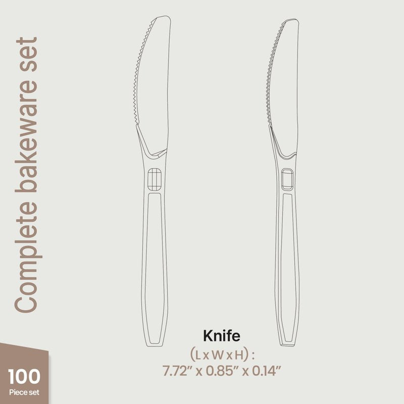 Heavy Duty Disposable Plastic Cutlery Set - 100 Pieces