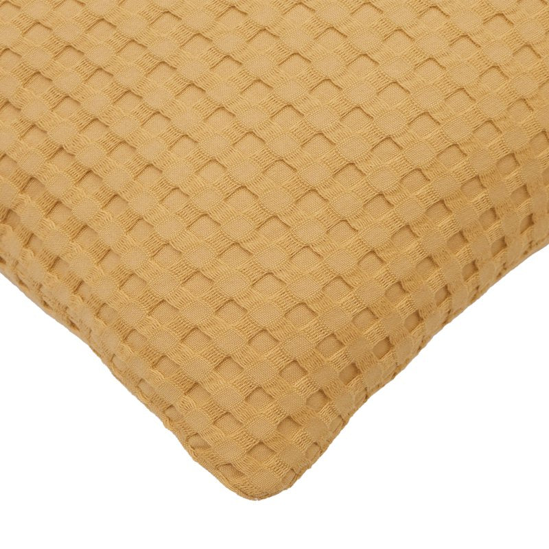 Yellow Waffle Knit Decorative Pillow 18x18 Inches - Mainstays