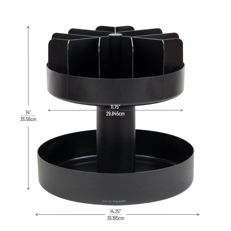 2-Tier Snack Carousel Organizer - 360-Degree Rotating - Black