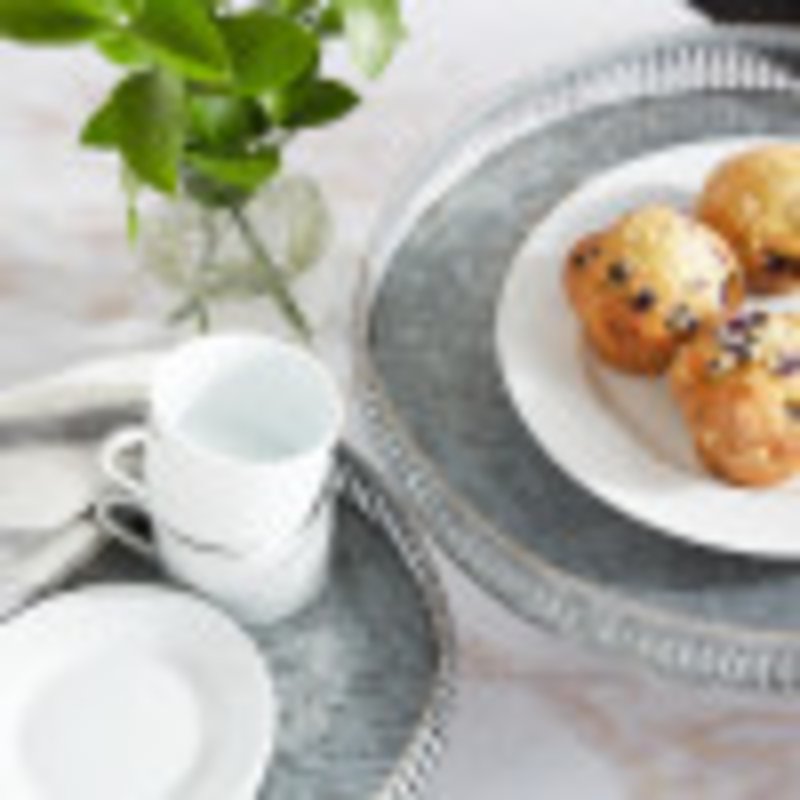 Gray Metal Galvanized Cake Stand Set - 12" & 16" - 2-Pieces
