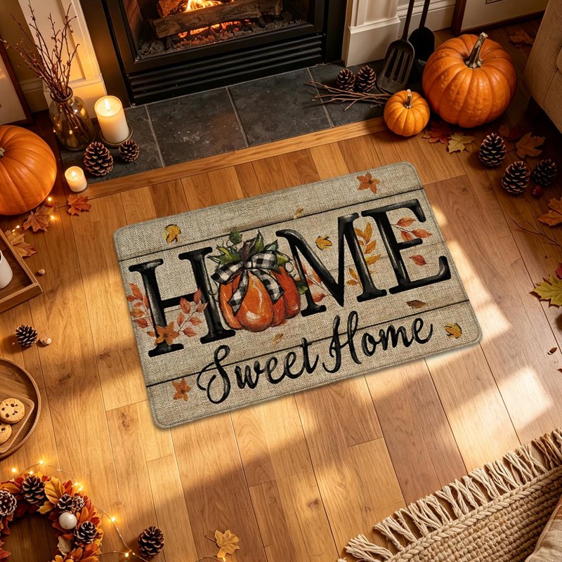 Autumn Pumpkin Sunflower Welcome Door Mat - Multicolor 012 - 16x24 Inch