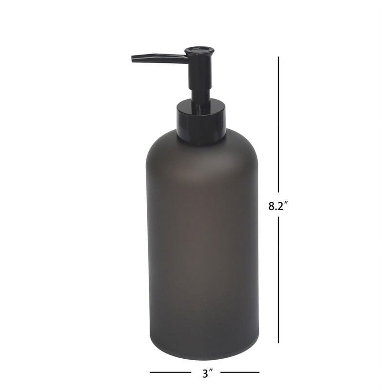 4 Pack Frosted Black Soap Dispensers - Plastic Bathroom & Kitchen Pump