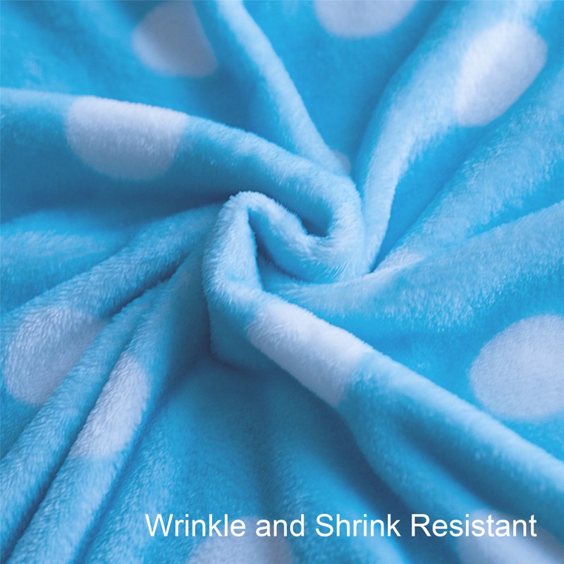 Fleece Throw Blanket Set - 50x60 Inch Cozy Plush Nap Blankets - Blue & Grey Dot Design - 2 Pack