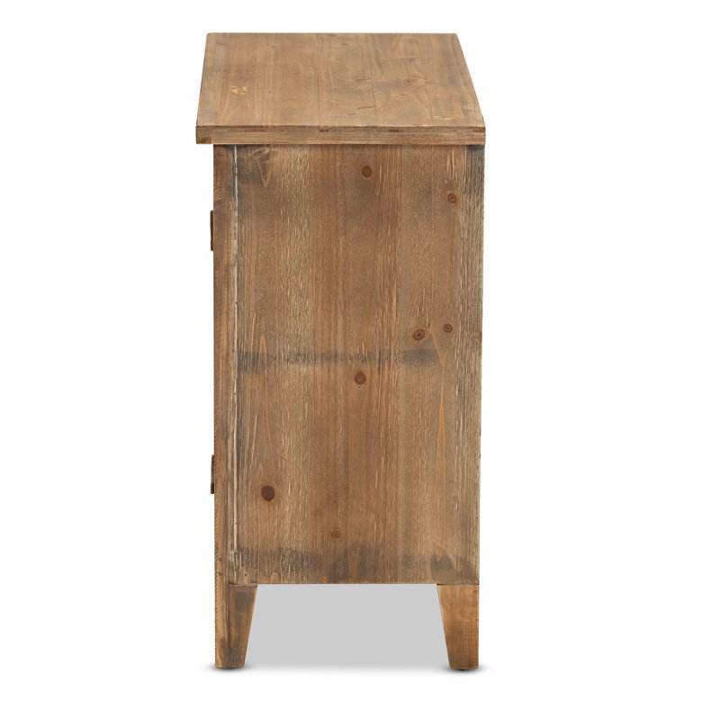 Rustic Medium Oak Accent Cabinet with 2 Shelves - Fully Assembled