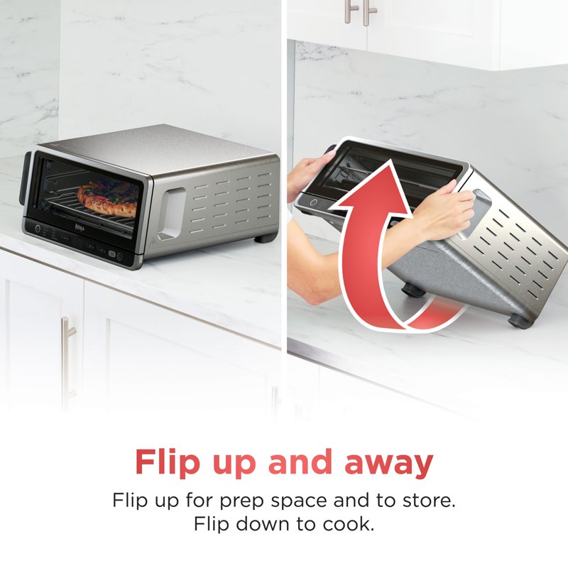 8-in-1 Flip Toaster Oven and Air Fryer, Space-Saving Countertop Oven