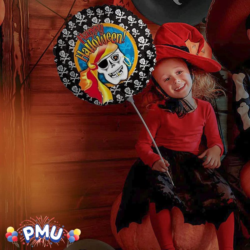 Halloween Pirate Mylar Balloon Pack - 18 Inch Foil Balloons, Variation of Pirate 5