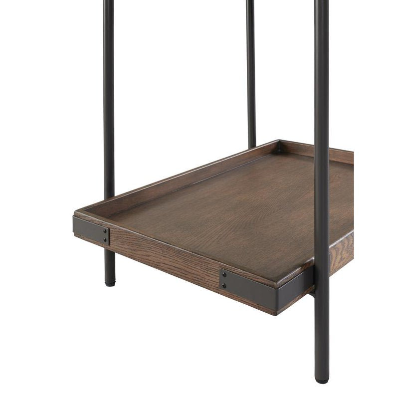 27" Rustic Industrial Side Table with Shelf - Oak & Metal