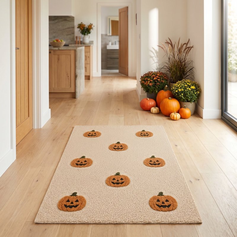 Halloween Pumpkin Doormat - Non-Slip Absorbent Front Door Mat J