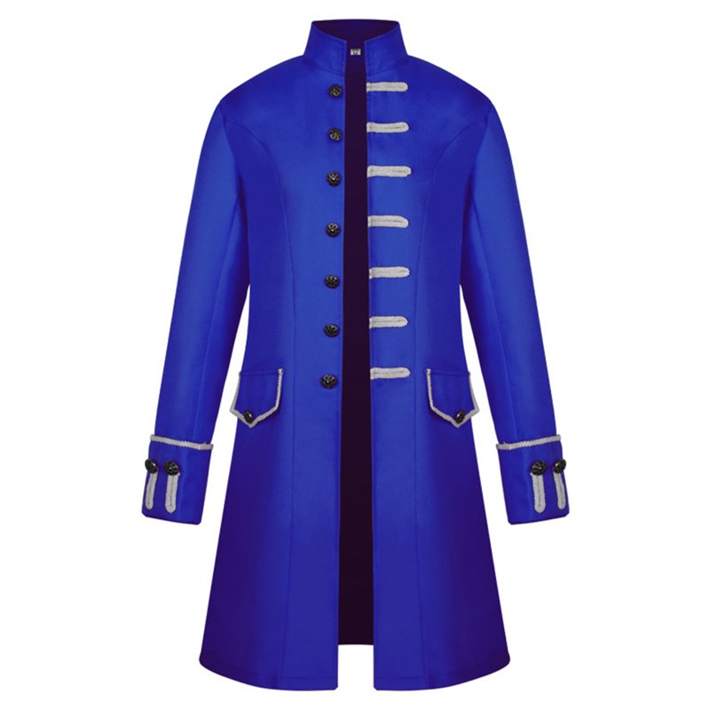 Mens Steampunk Tailcoat Gothic Costume Blue 3XL Vintage Renaissance Frock Coat