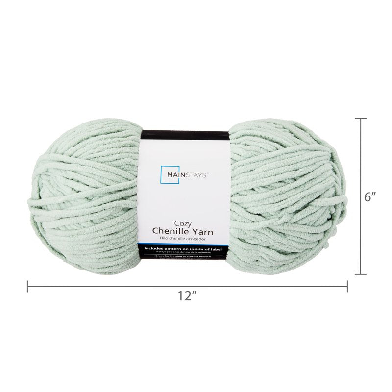 Bulk Chenille Yarn - Soft Plush Knitting & Crochet Thread, Sage, 220 yd