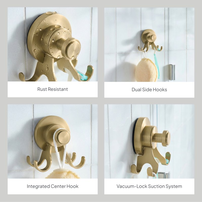 Better Homes & Gardens StyleGrip™ Suction Mount Shower Multi-Hook Brass - 5 Hooks