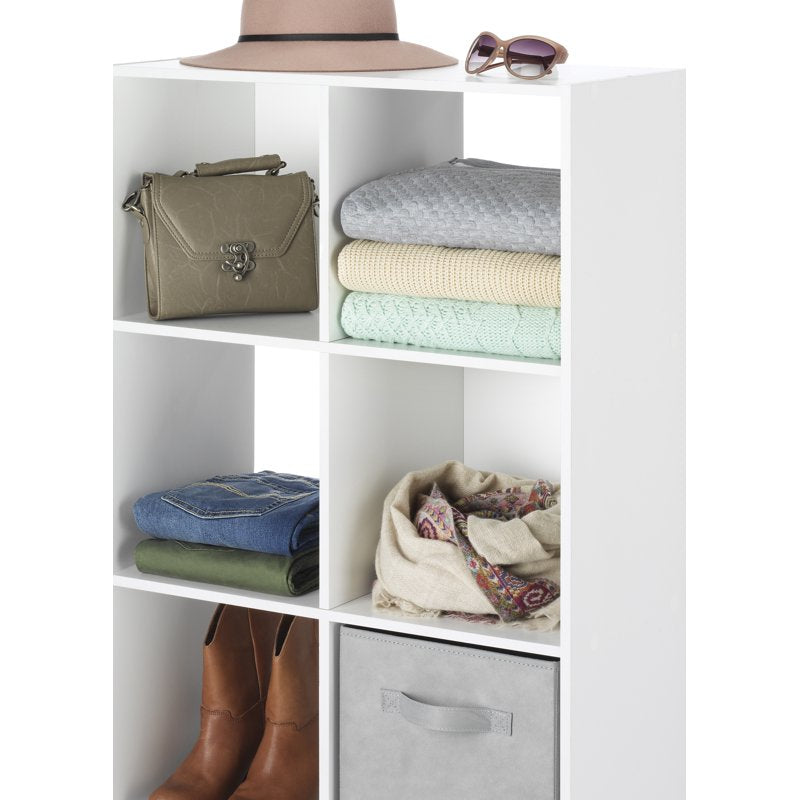 6-Section Cube Bookcase Organizer - White - Easy Assembly