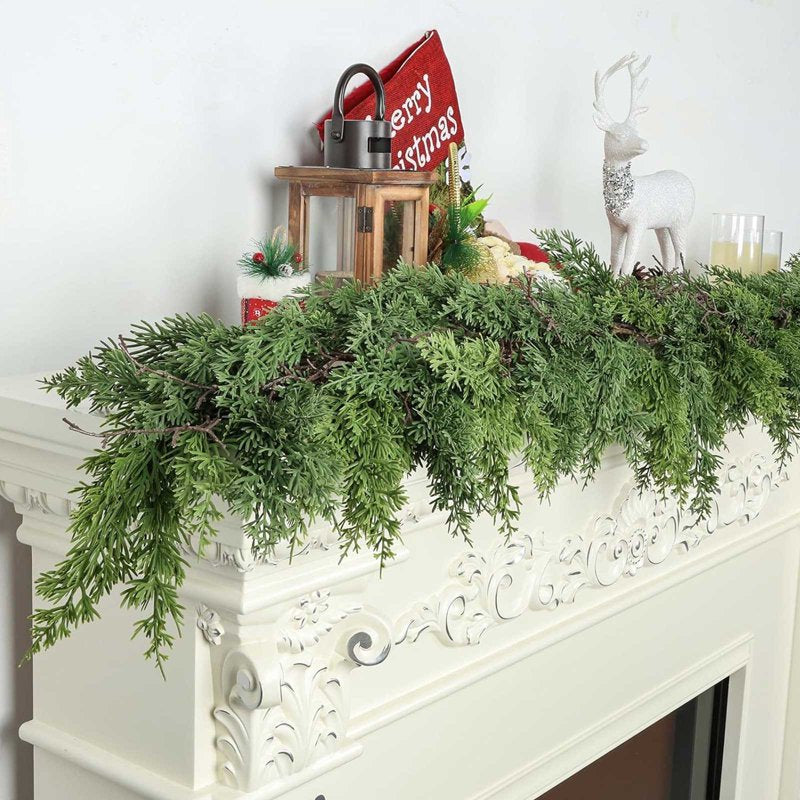 Artificial Christmas Cedar Garland 5.9ft Green Winter Greenery Foliage - Variation F