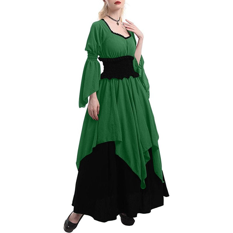 Medieval Fairy Costume d36-Green Fairy Dress L Halloween Renaissance Witch Gown
