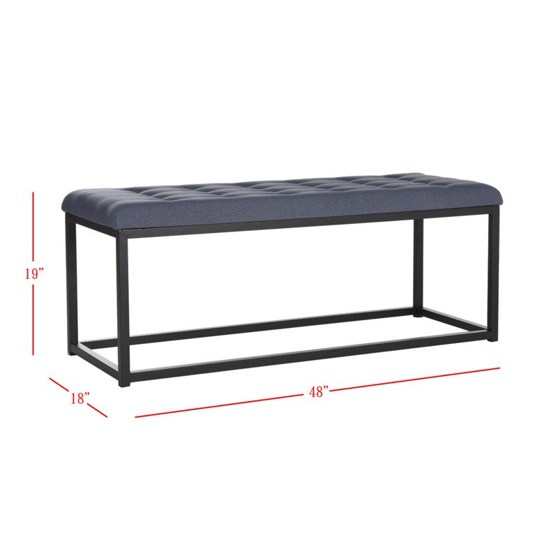 Contemporary Tufted Bench - Navy/Black Upholstery