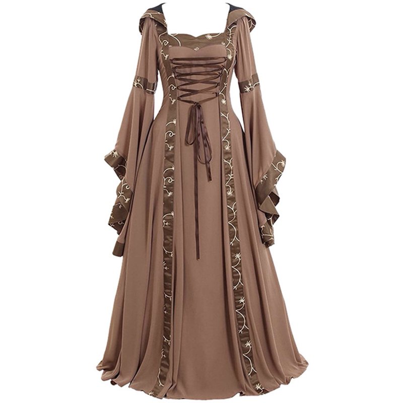 Women’s Renaissance Princess Costume Dress - Khaki XXL Medieval Gothic Gown