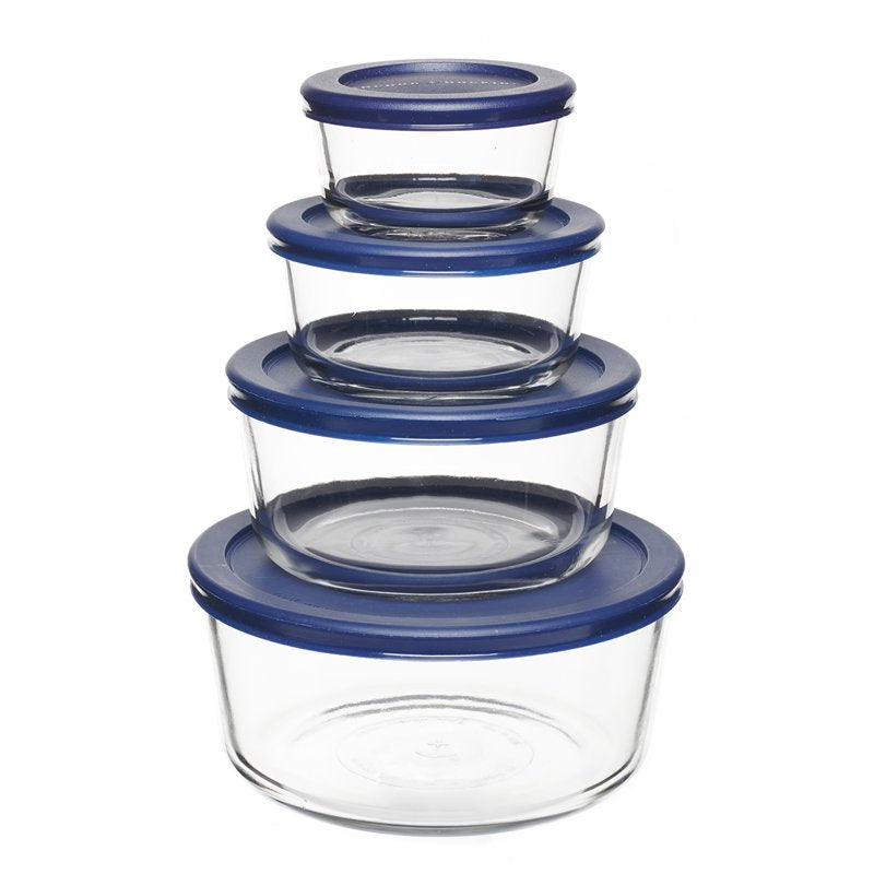 8-Piece Glass Food Storage Container Set with Lids - Round