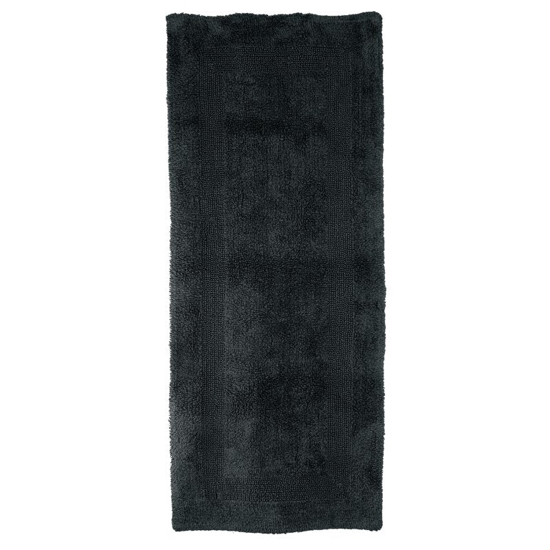 Black Cotton Bath Mat 60x24-Inch Machine Washable Bathroom Rug - Reversible