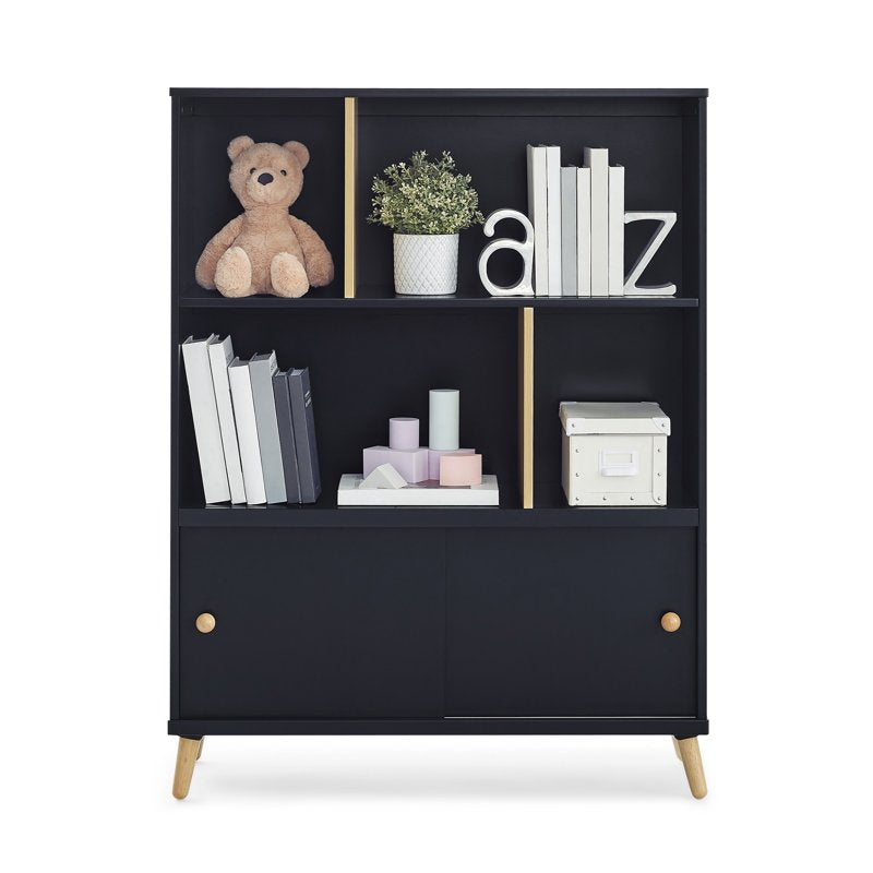 Essex Storage Bookcase - Greenguard Gold Certified, Ebony Black & Natural