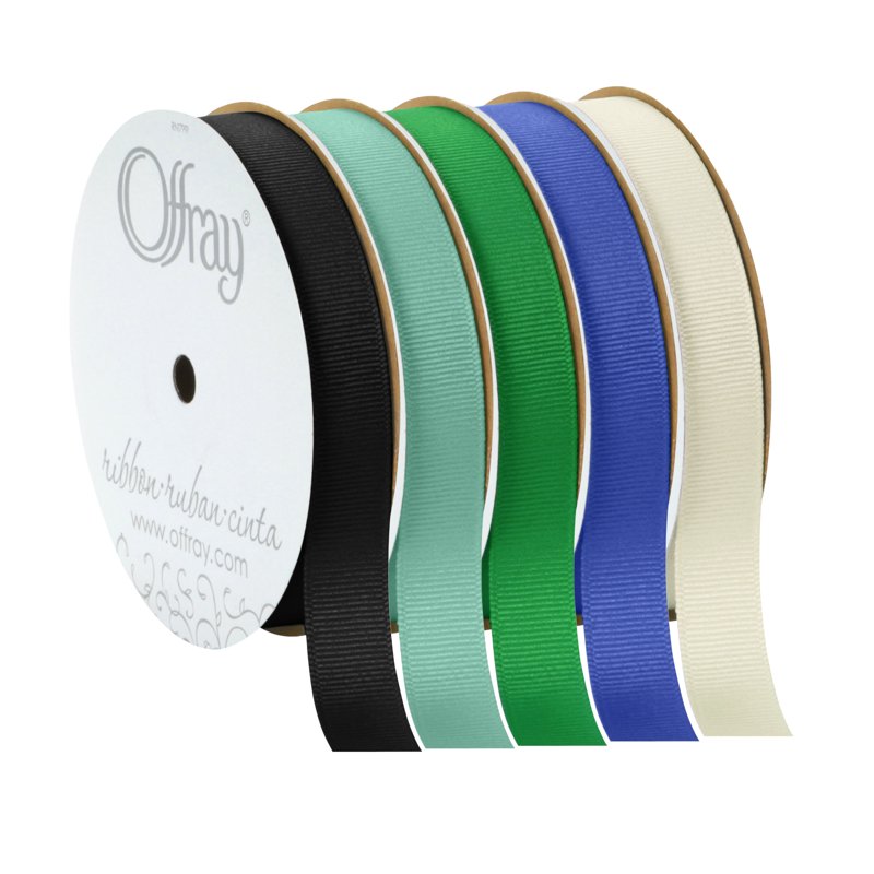 (4 Pack) Offray Grosgrain Ribbon 0.63 inch Black - Craft & Gift Wrap Trim