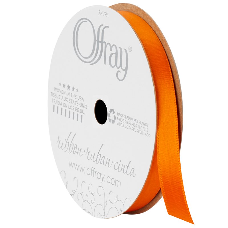 (3 Pack) Offray Satin Ribbon - Torrid Orange 3/8" x 18' - Craft Trim Set