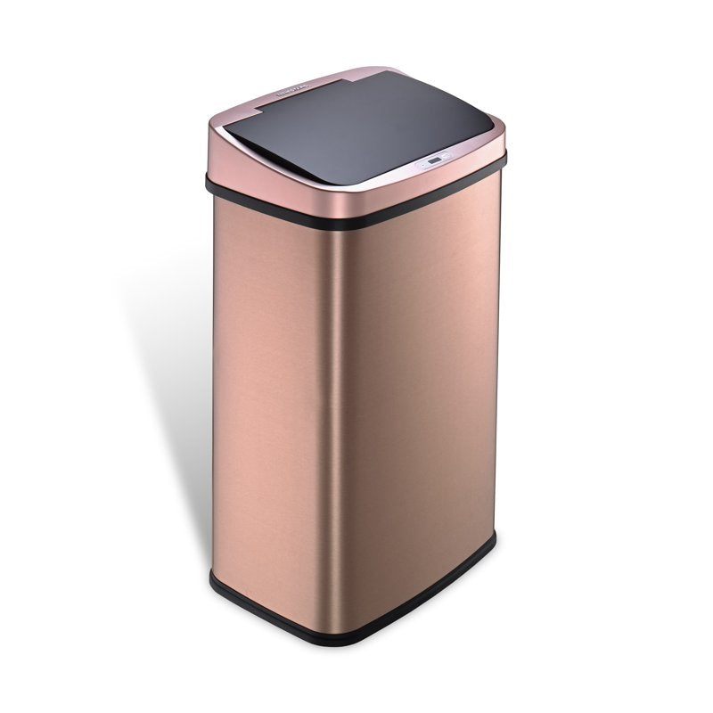 Automatic Kitchen Trash Can with Motion Sensor - 13.2 Gallon, Gold Stainless Steel + Trash Bags