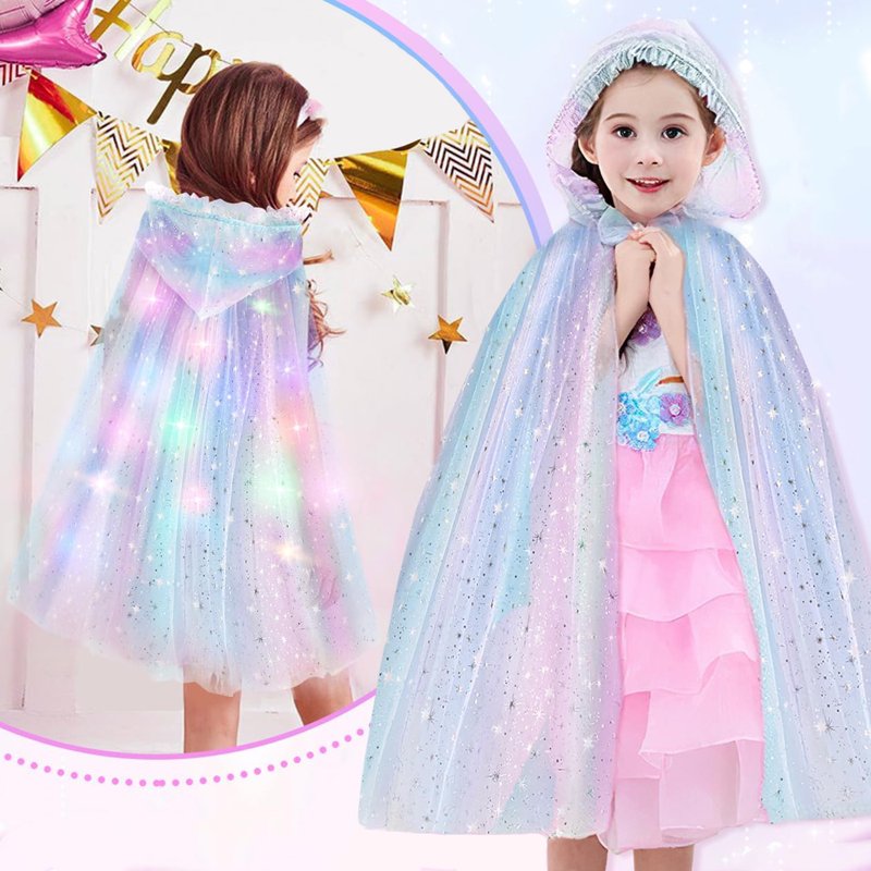 Light-Up Princess Dress for Girls 3-8 - Toddler Costume with LED Cape