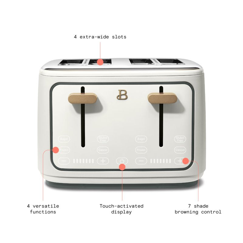 4-Slice Toaster with Touch-Activated Display - White Icing