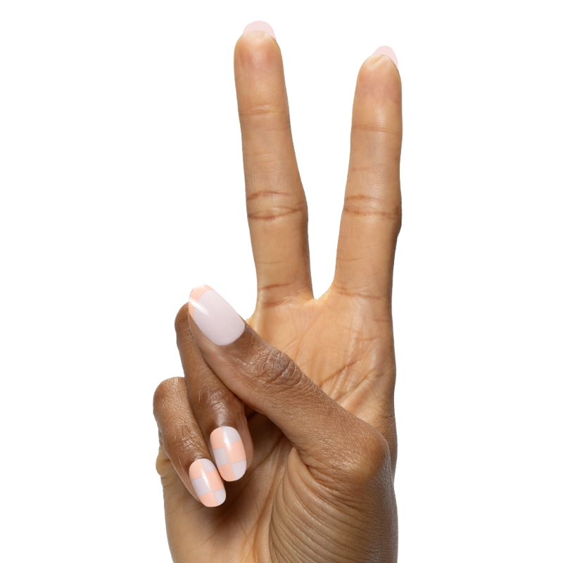 Press-On Nails with Adhesive Tabs - Sherbet Checker Party