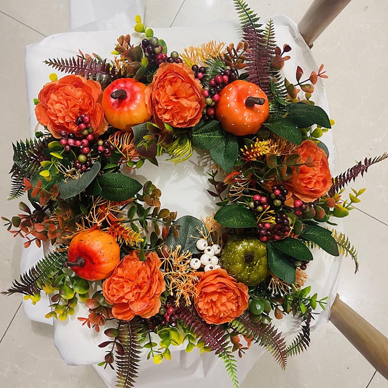 Halloween Wreaths for Front Door - Artificial Harvest Fall Decor, Indoor Outdoor, Variation H-9