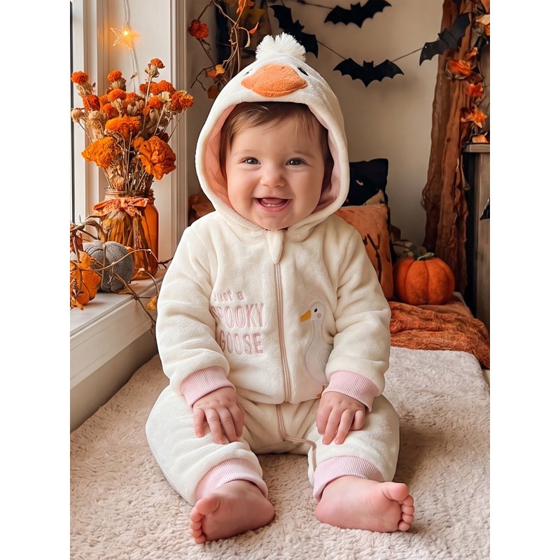 Toddler Baby Goose Costume Romper - White, 3-6 Months Halloween Animal Suit