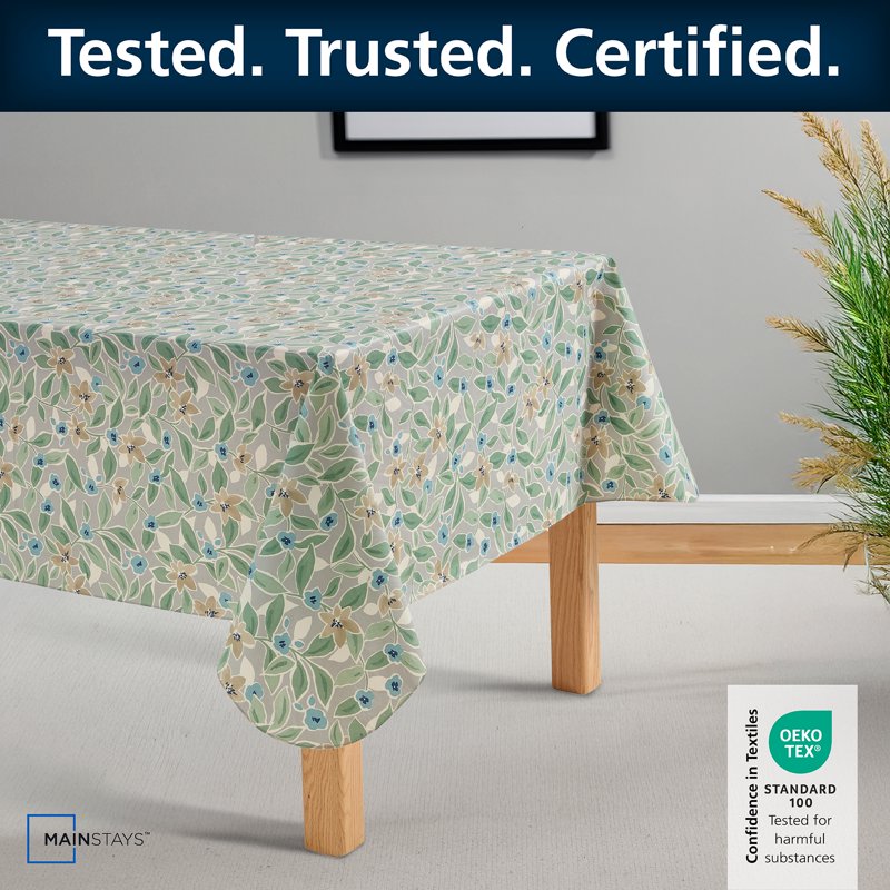 PEVA Floral Tablecloth - Indoor & Outdoor 60" x 102" Grey Floral