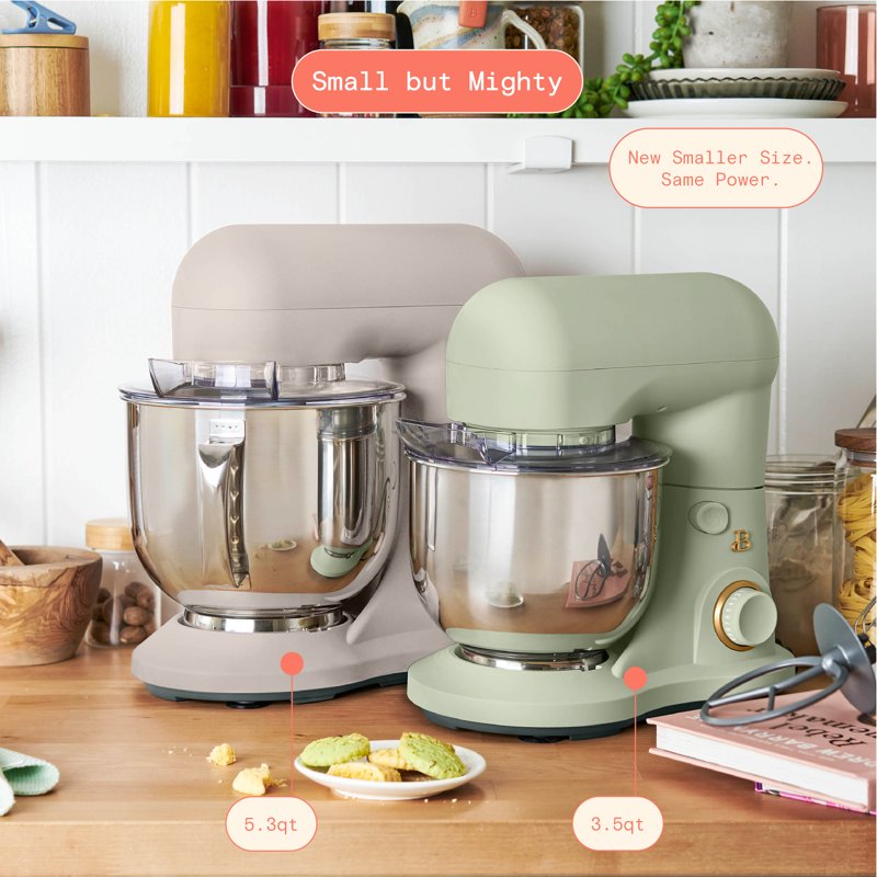 3.5 Qt Stand Mixer - Sage Green with Beater, Hook & Whisk