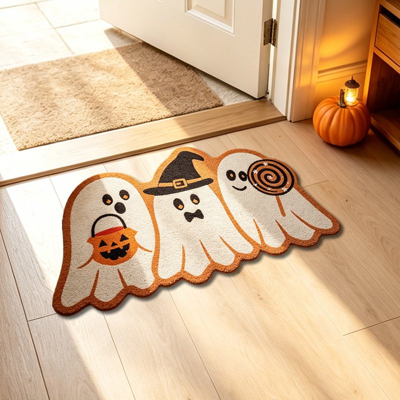 Ghost Halloween Doormat with Ghost Pattern PVC Floor Mat - Ghost Bath Mat Variation 37_Ghost Bath Mat AK