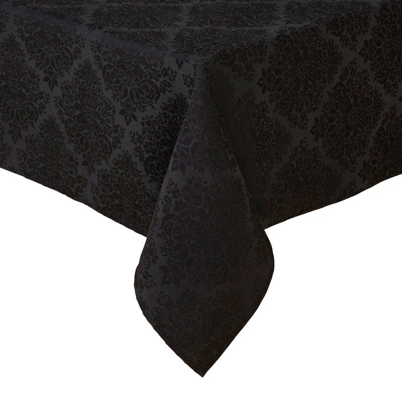 Lexington Damask Tablecloth - Stain Resistant, Black - 60"x84"