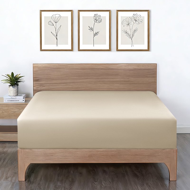 Queen Microfiber Fitted Sheets Set - Arctic White & Papyrus Beige, 2 Pack
