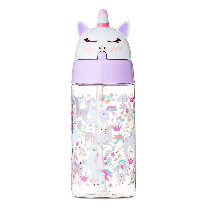 Unicorn Pink Tritan Plastic Sippy Water Bottle for Kids - 12.5 oz